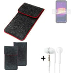 Cover for Ulefone Armor 9 dark gray red edges Sleeve + earphones