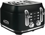 Rangemaster RMCL4S201BK Classic Black 2.1kW 4 Slice Toaster with Defrost, Cance