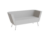 Sofa 2-pers Piece med høje armlæn, betrukket med lys grå tekstil, metalben