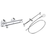 GROHE Precision Flow | Wall Mounted Thermostatic Shower Mixer & 27598001 | Tempesta 100 Shower Rail Set | 2 Sprays