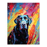 Black Labrador Retriever Dog Lover Gift Pet Portrait Vibrant Colourful Artwork Painting Unframed Wall Art Print Poster Home Decor Premium