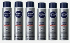 6 x 250ml Nivea Men SILVER PROTECT 48Hr Antibacterial Anti Perspirant Deodorant 
