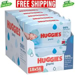 Huggies Pure, Baby Wipes, 18 Packs (1008 Wipes Total) - 99 Percent Pure Water Wi