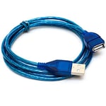 Kurphy 1/1.5/2/3M Anti-Interference USB 2.0 Extension Cable USB 2.0 Male To USB 2.0 Female Extension Data Sync Cord Cable Blue