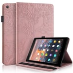 C/N DodoBuy Case for Amazon Fire HD 10 Tablet, Life Tree Pattern Magnetic Flip Smart Cover Wallet PU Leather Bag Multi-angle Stand with Card Slots - Rose Gold