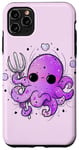 Coque pour iPhone 11 Pro Max Aura Purple Octopus Marine Sea Cute Squid Ocean