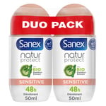 Déodorant Sensitive 48h Natur Protect Bambou Bio Sanex - Le Lot De 2 Rolls-on De 50ml