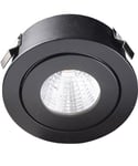 Utah mini downlight, 3W LED, 2700K, 10° tilt, 20° lysspredning, Sort