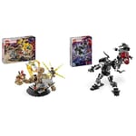 LEGO Marvel Spider-Man vs. Sandman: Final Battle, No Way Home Set, Super Hero Building Toy for Kids & Marvel Venom Mech Armour vs. Miles Morales, Posable Spider-Man Toy Action Figure for Kids