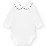 babidu body l/s edged piquet collar – white/marino - 6m