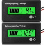 12V 24V Batterimätare med Alarm, Batterikapacitet och Spänning, Batterimonitorer, Blysyra och Litiumjon Batteritestare (Gröna Ljus)