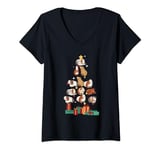 Womens Guinea Pig Christmas Tree Cute Pigs Tee Graphic V-Neck T-Shirt