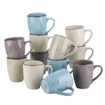 vancasso Navia Nature Tea Coffee Mug Set of 12, Stoneware Extra Large Coffee Tea Hot Cocoa Coffee Cup Mugs, Modern Ceramic Drinking Cups, Multicolour, 350ml/12.3 oz