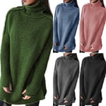 Women Thick Warm Turtleneck Winter Sweaters Green M