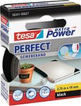 tesa extra Power Perfect Cloth Tape - Fabric-Reinforced Repairing Tape for Crafting, Repairing, Fastening, Reinforcing and Labelling - Black - 2.75 m x 19 mm