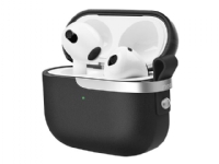 Moshi Pebbo Luxe - Fodral laddningsfodral för trådlösa öronsnäckor - konstläder - kolsvart - för Apple AirPods (3:e generationen)