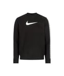 Nike Mens Repeat Crew Neck Sweatshirt Pullover in Black Cotton - Size Medium
