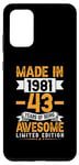 Coque pour Galaxy S20+ Made in 1981 43 Years of Being Awesome Cadeaux d'anniversaire