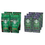Starbucks Pike Place Medium Roast Coffee Beans 450g bag (Pack of 4) & Espresso Roast Dark Roast Whole Bean Coffee, 200 g (Pack of 6)