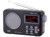 Trevi Dab 7F80 R Radio Portable Dab+ avec Bluetooth, Horloge avec alarmes programmables et Commandes numériques, Prise Casque, alimentée par Piles