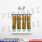 4 PILES ACCUS RECHARGEABLE AAA LR03 R03 1.2V 1600mAh + CHARGEUR RAPIDE GP-01T