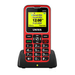 For Elderly Man 2G Feature Phone UNIWA V171 GMS Mobile Phone Wireless FM 1000mAh Cellphone SOS 1.77&quot; Screen Free Charging Dock couleur:Bundle 2, mesures:Red