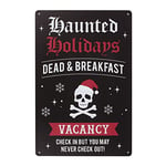 Spooky Multicolor "Haunted Holidays Dead & Breakfast" Metal Sign - 30cm x 20cm (1 Pc.) - Gothic Take on Classic Bed and Breakfast Signage - Perfect for an Alternative Christmas Decor