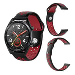 Huawei Watch GT / Ticwatch 1 / Huami two-tone silicone watch band - Black / Red