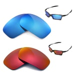New Walleva Polarized Fire Red + Ice Blue Lenses For Oakley X Squared