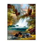 Waterfall Landscape Oil Painting By Numbers Diy Picture Drawing On Canvas Oil Painting By Hand Coloring For Modern Home Wall Art