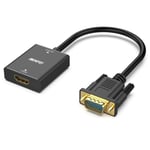 Adaptateur HDMI vers VGA, HDMI Femelle vers VGA m?le Compatible pour cl? TV, Ordinateur, Ordinateur Portable (Uniquement de la Source HDMI au Moniteur/t?l?viseur VGA, Non bidirectionnel)