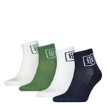 Tommy Hilfiger Men's Quarter Socks, Navy/Green, 43/46 (Pack of 4)