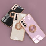 Samsung S23 Plus - Lyxigt Stilrent skal med ring ställ-funktion Guld Vit one size