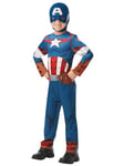 RUBIES - Avengers Officiel - Déguisement Classique Captain America Enfant - Taille M - 5-6 ans - 105 à 116 cm - Costume Combinaison Bleue et Rouge et Cagoule - Pour Halloween, Carnaval
