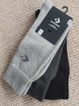 3 PAIRS : CONVERSE Grey Black Flat Knit CREW SOCKS 8.5-11, 43-46 75% Cotton Con1