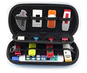 KING OF FLASH Medium Portable EVA Travel Organiser For USB Flash Sticks, Memory Cards, Cables, Hard Drive & Mobile Phone Holder Blue