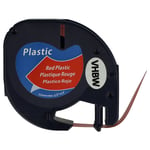 vhbw Ruban plastique compatible avec Dymo LetraTag LT-100H, 2000, , LT-100T imprimante d'étiquettes 12mm Noir sur Rouge, plastique