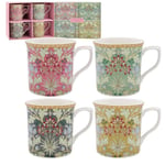 OFFICIAL WILLIAM MORRIS HYACINTH SET OF 4 CHINA COFFEE MUGS CUP NEW IN GIFT BOX