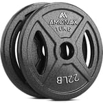 Amonax Cast Iron Weight Plates Set, 2.5kg, 5kg, 10kg Dumbbell Plates for 2 Inch Olympic Weight Plates Bars, Metal Barbell Plates for Weight Lifting Hip Thrust, Steel Weight Plates for Home Gym