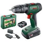 Bosch Home and Garden Cordless Combi Drill UniversalImpact 18V, 20 torque settings, max. torque 34 Nm, 2-speed gearbox (2 x 18 volt batteries, in carrying case)