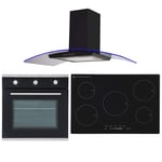 SIA 60cm Single Electric Oven, 90cm 5 Zone Induction Hob & 3 Colour Curved Hood