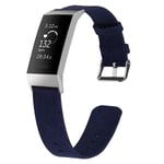 INF Fitbit Charge 3/4 Armband Canvas Mörkblå - L Blå