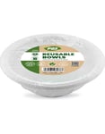8 st Djupa Vita Återanvändbara Plastskålar 22 cm