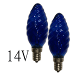 Blå vriden glödlampa kronljus E14 4W 14V 2-pack