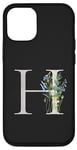 Coque pour iPhone 15 Pro Lettre H en titane noir avec initiale personnalisée