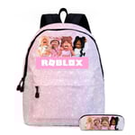 Ny student skolväska ny tecknad roblox spel grundskola och gymnasium skolväska barnryggsäck-D4ROBLOX rosa