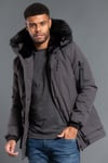 Longline Hooded Padded Parka Jacket with Faux Fur Hood