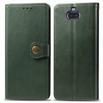 Protective Case For Sony Xperia 20 Retro Solid Color Leather Buckle Phone Case with Lanyard & Photo Frame & Card Slot & Wallet & Stand Function(Brown) Smartphone Slim Cover Shell ( Color : Green )