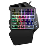 One Handed Mechanical Gaming Keyboard,RGB LED Backlit,35 Keys Half Keyboard Gaming Keypad Small Gaming Keyboard for PUBG/Games/LOL/CSGO (G94 Tri-color Mixed Color)
