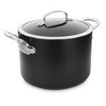 GreenPan Barcelona Hard Anodized Healthy Ceramic Nonstick 28 cm/9.1 Litre Stock Pot with Glass Lid, PFAS Free, Stainles Steel Handle, Extra Strong Scratch Resistant, Induction, Oven Safe, Black